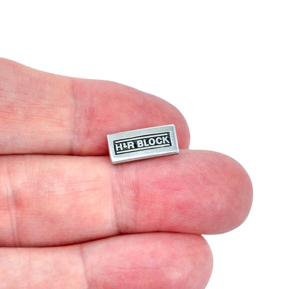 Vintage Sterling Silver 925 HR Block Tie Tack Pin Brooch - Picture 1 of 9